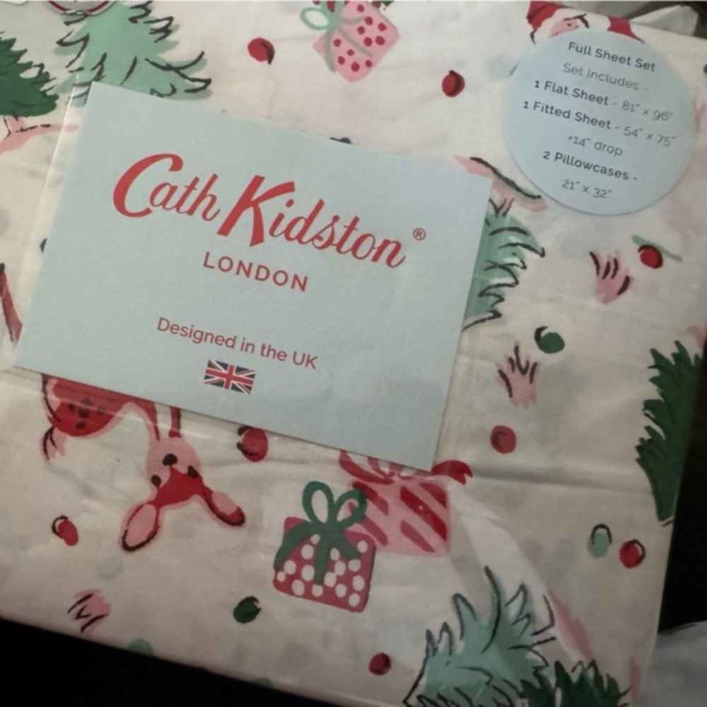 CATH KIDSON “ditsy deer” pink Christmas sheet set/ full size (I have more sizes)